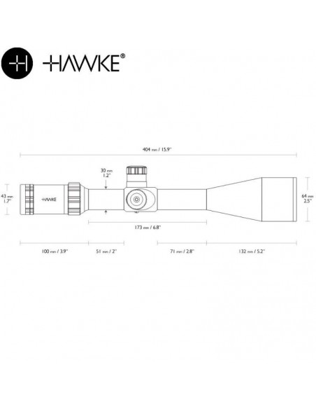 Hawke Sidewinder 6-24×56 20× ½ MIL DOT
